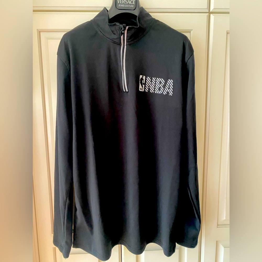 NBA sweatshirt quarter Zip black Pullover Long Sleeves men's Size M